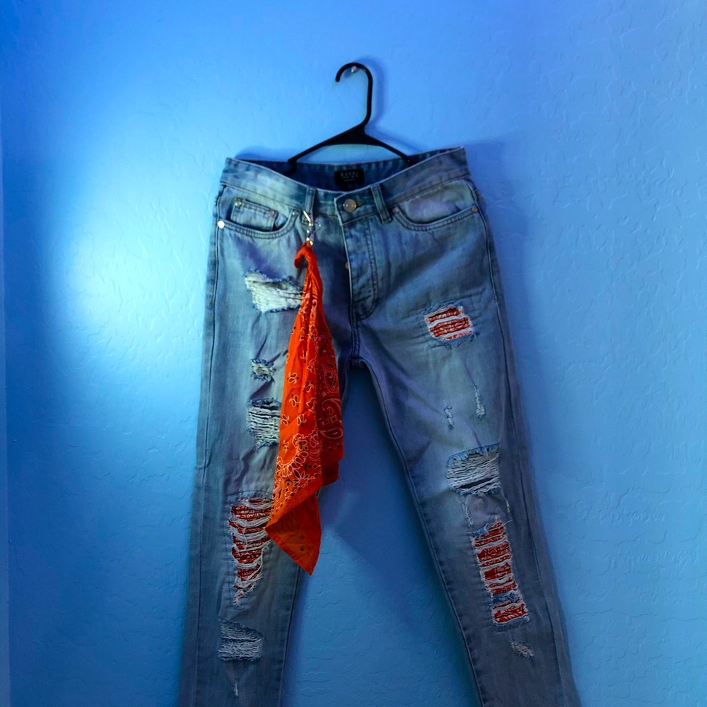 BoohooMan | Orange Bandana Print Jeans
